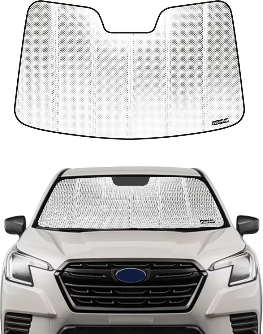 Pigenius Windshield Sun Shade for Subaru Forester 2022-2024 with Eyesight Driver Assist. Reflective Aluminum Film Front Window Sunshade - BLAZBLOCK