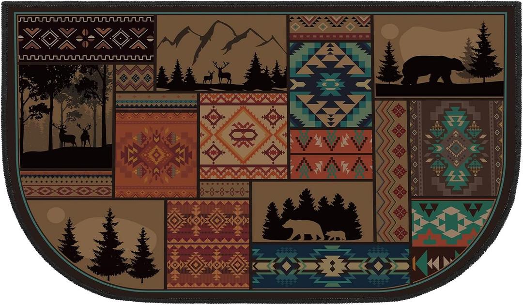 Demissle Fireplace Hearth Rug Fireplace Mats Cabin Southwestern Fireproof Fire Resistant Rug for Wood Stove Floor for Kitchen Indoor Outdoor(Classic,27 x 48 Inch)