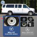 16 Inch OEM Replica Wheel Covers for 1992-2025 Ford E150 E250 E350 E450, Fits 8-Lug SRW Steel Wheels, OEM#F8UZ-1130-AA Replacement, 4-Pack Silver Hubcaps