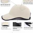 ZOORON Uncrushable Baseball Cap, Lightweight Hats with Breathable Air Holes, Low Profile Dad Hat for Travel Running Golf (White)