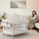 TinyGlow Baby Bassinet, Pack and Play, Bedside Crib Sleeper, Diaper Changer
Quickly Assembles and Folds, Portable Crib with Mattress,Mosquito Net and Toys Bar, Easy to Carry for Newborn to Toddler