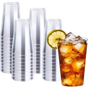 Lamosi 100 Pack 12 oz Clear Plastic Cups, Disposable Clear Plastic Cups, Fancy Clear Plastic Cocktail Cups for Wedding, Thanksgiving, Christmas, Parties
