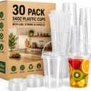 30 Sets 34 oz Drink Buckets with Lids and Straws, Reusable Clear Plastic Party Cups for Iced Coffee, Smoothies, Milkshakes, Sturdy & Durable Beverage Tubs for Lemonade, Pool and Beach Parties