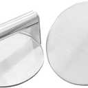 2pcs 5.5-inch 304 Stainless Steel Round Burger Press for Pressing Burgers, Bacon Meats Pair of Stainless Steel and Wood Handles Flat Bottom with no Corners Burger Press Tool for The Grill