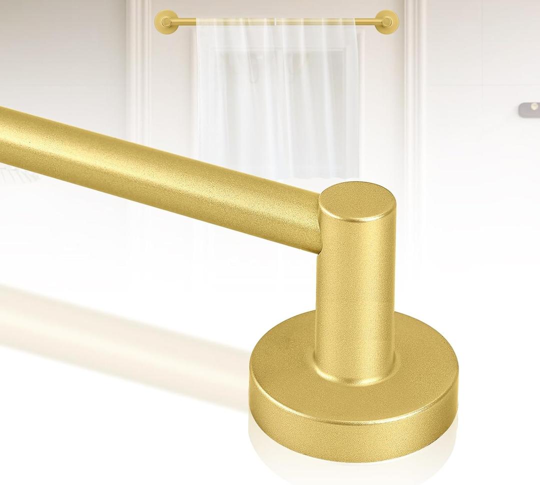 Gold Magnetic Curtain Rod for Door: Magnet Curtain Rods for Classroom Whiteboard, Small Adjustable Magnetic Towel Bar, Tool-Free French Magnet Pole with Leather Protective Cover No Drilling, 16-28"