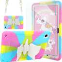 for Samsung Galaxy Tab A9 Plus Case Kids Girls for Samsung A9+ 11 inch Case 2023 Release (SM-X210/X216/X218) with Screen Protector/Shoulder Strap/Unicorn Stand Heavy Duty Shockproof Protective Cover