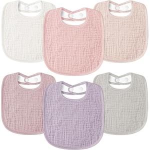 Susurration Muslin Baby Bibs 5 Pack Bandana Drool Bibs,Soft Square Adjustable Baby Drooling Bibs for Unisex Girls & Boys(Pink)