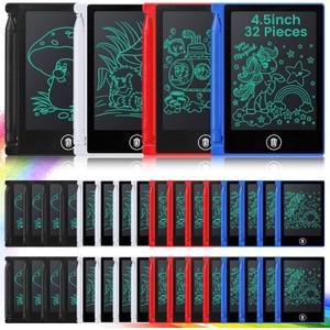 32 Pieces Mini LCD Writing Tablet 4.5 Inch Educational Toys Learning Writing Pad Erasable Drawing Pad Reusable Learning Toy Gift Preschool Art Toys for Girls Boys Birthday Favor (Plain Colors)