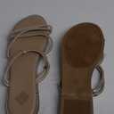 OYOANGLE Women's Rhinestone Strappy Open Toe Slide Sandals Slip on Casual Flat Sandals 36