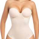 Slimers Strapless Shapewear Seamless Bodysuit - Tummy Control Sculpt Body Shaper : Removable Straps Butt Lifting Shapewear (Medium, Beige)