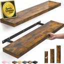 BAYKA Rustic Brown Floating Shelves 22.5in, Set of 2, Wall Mount Wood Shelf