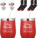 2 Sets Mother's Day Gift Cups for Women Red Tumbler Daycare Teacher Mug Tumbler Keychain Socks for Women Student Employee Appreciation End of Year Gift, It Takes a Big Heart to Help Shape Minds
