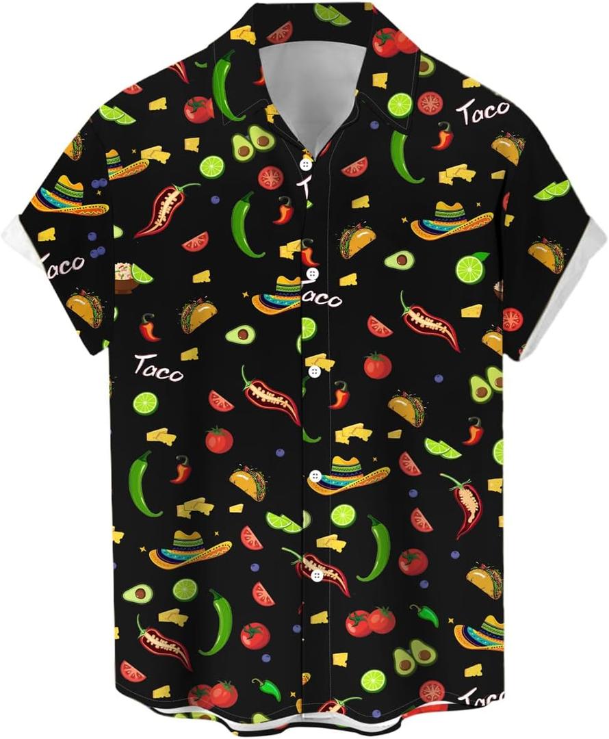 Men's Cinco De Mayo Shirt Funny Short Sleeve Button Down Mexican Shirts Large