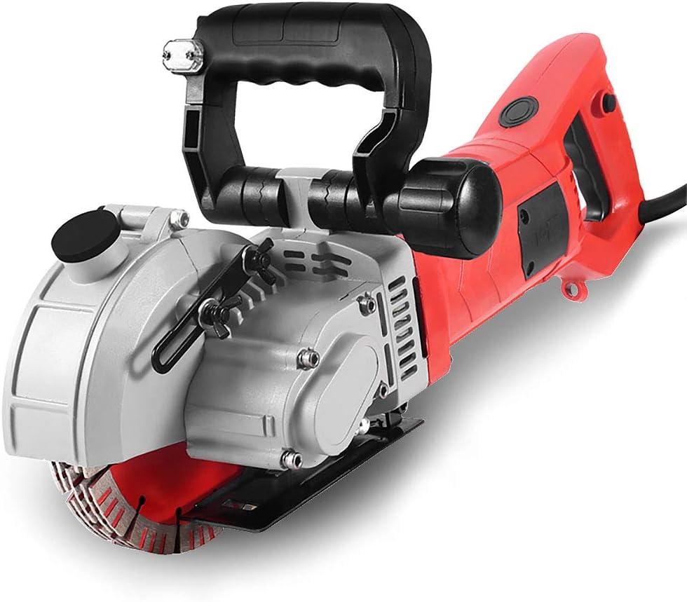 Wall Grooving Machine, Channels Cutter, Concrete Cutting Machine for Cutting Slotting Marble Concrete Grooves 110V(Red)