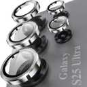 2 x YWXTW Camera Lens Protector for Samsung Galaxy S25 Ultra, [5X Stronger] Individual Metal Ring Tempered Glass Camera Screen Protector for S25 Ultra Accessories, Anti Scratch, 1 Set (Titanium Gray)