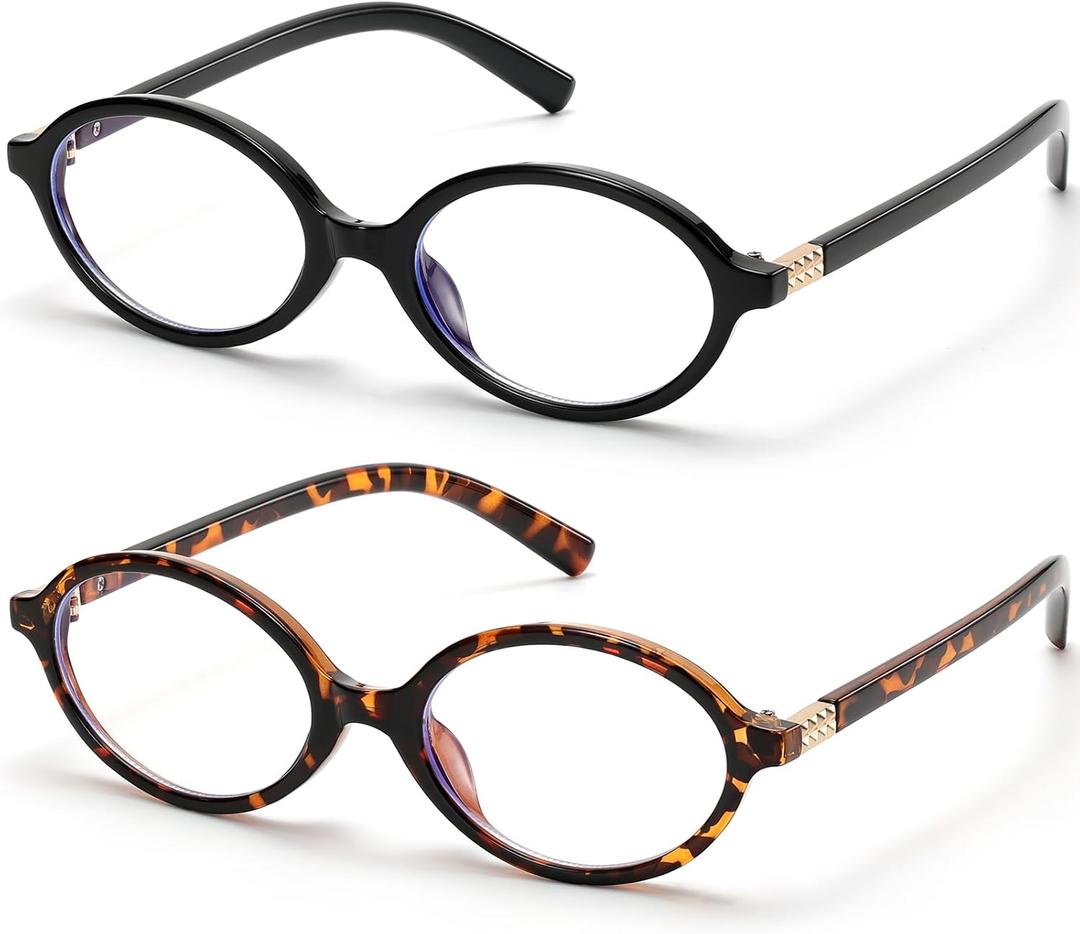 ViewJoy Retro Oval Blue Light Glasses for Women Fashion Computer Glasses Bluelight Blocking Eyewear Vintage Frame