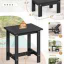 LUE BONA Outdoor Side Table, 2-Tier HDPS Outdoor Nesting End Table with Removable Small Foot Stool for Patio, Deck, Poolside, Low Maintenance & Weather Resistant,Black