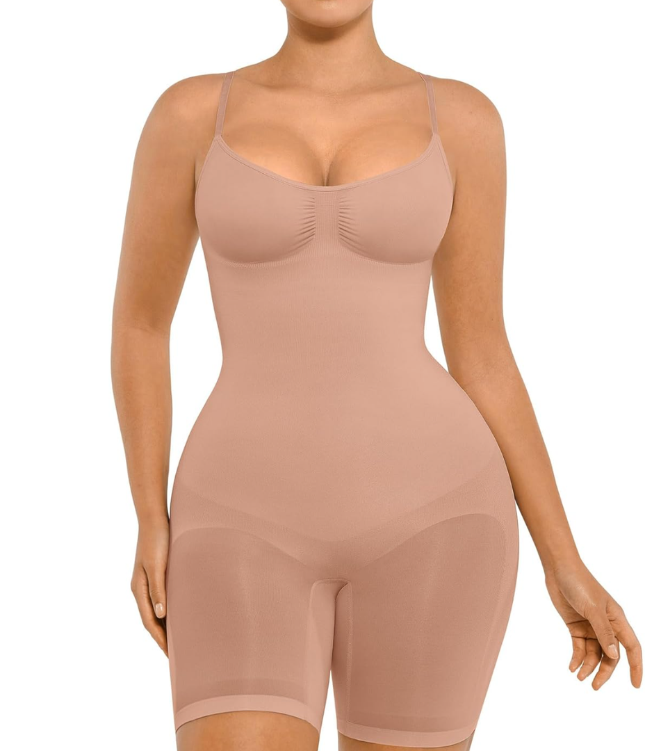 FeelinGirl Shapewear Bodysuit Tummy Control Seamless Sculpting Hip Enhancer Body Shaper for Women,M/L