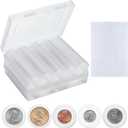 MUQING 240 PCS 30mm Plastic Coin Capsule Holder, 5 Sizes Protect Gasket Coin Case for Collectors, Round Coin Collecting Supplies with Storage Box