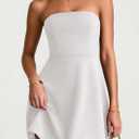 PRETTYGARDEN Women's Strapless Mini Summer Dress 2026 Spring A Line Tube Top Wedding Guest Cocktail Party Short Dresses (White, XS)