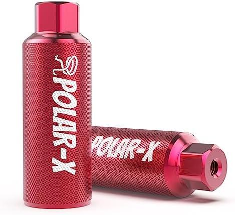 Volo Polar-X Bike Pegs BMX Accessories 3/8 Inch 1 Pair Solid Axles Rear Front Foot Resting Street Stunt Aluminum Alloy Non-Slip Light Weight Bicycle Kids Cycling Scooter, Red
