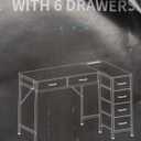 L Shaped Desk with 6 Drawers Rustic Wood