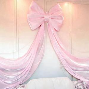Large Pink Bow Birthday Decorations, 32'' x 71'' Big Bow Themed Backdrop Room Wall Decor Wedding Engagement Bachelorette Baby Shower Bridal Christmas Tree Decoration (Large)