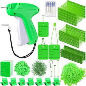 Chumia 3576 Pcs Tagging Gun Clothes Garment Tag Attacher Kit with Needles Standard Plastic Barbs Fasteners Hang Label Strings Gourd Safety Pins Retail Price Size Label for Warehouse(Light Green)