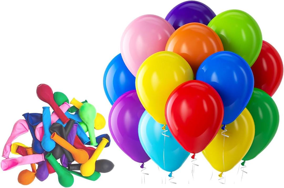 Bezente Assorted Rainbow Latex Balloons - 150 Pack 5 inch Multicolor Helium Balloons for Birthday Baby Shower Wedding Rainbow Party Decorations