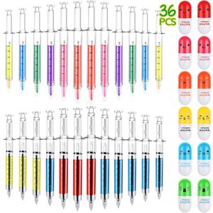 BBTO 36 Pieces Syringe Pens Bulk Nurses Gift Party Favor Halloween Retractable Fun Pill Pens Syringe Highlighters Watercolor Needle Multicolor Novelty School Supplies Holiday Birthday Goody Bag Filler BBTO 36 Pieces Syringe Pens Bulk Nurses Gift Party Favor Halloween Retractable Fun Pill Pens Syringe Highlighters Watercolor Needle Multicolor Novelty School Supplies Holiday Birthday Goody Bag Filler