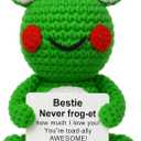 2 x JoycuFF Best Friend Friendship Gifts for Women Mini Funny Frog Birthday Gifts for Women Friendship Gift Positive Crochet Animal Emotional Support Handmade Crochet Frog