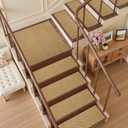 4PCS Non-Slip Stair Treads - 8"x30" Edging Stair Treads for Wooden Steps Washable Peel and Stick Indoor Stairs Tread Rug Stain Resistant Staircase Mat for Kids and Pets (4pc, Brown)