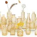 24pcs Glass Bud Vase Set, Small Gold Amber Flower Vases for Centerpieces in Bulk, Mini Vintage Vase for Wedding, Home,Table Decoration
