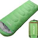 Envelope Sleeping Bag,3-4 Seasons Warm Cold Weather Lightweight, Portable, Waterproof Compression Sack for Adults & Kids - Indoor & Outdoor Activities: Traveling, Camping, Backpacking, Hiking, Green