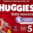 Huggies Size 5 Diapers, Little Movers Baby Diapers, Size 5 (27+ lbs), 132 Count, Packaging May Vary