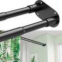 Double Shower Curtain Rod, Adjustable 28 to 76 Inches Wall Mounted Double Shower Rod Rustproof, Black Shower Curtain Pole for Bathroom, Laundry Room, Bathtub