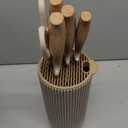 Kitchen Knife Set, Retrosohoo 6-Pieces Green Sharp Knife Set for Kitchen, Non-stick Non-slip Stainless Steel Chef Knife Set with Universal Knife Block Suitable for Home Restaurant (Khaki)