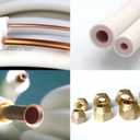 TAUROX 10FT Mini Split Line Set 1/4" & 3/8" O.D Copper Pipes Tubing and 3/8" White Thickened PE Insulation Coil, for Mini Split Air Conditioning or Heating Pump Equipment and HVAC with Flared Nuts.