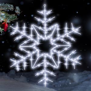 Tuanse 24" Folding Christmas Snowflake Lights with Remote Control 150 LED Outdoor Hanging Light up Snowflakes Decor for Xmas Tree Window Yard Garden Porch Party Decoration (White)