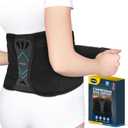 Dr. Scholl's Adjustable Compression Back Support with Massaging Gel, Breathable Fabric, Shock-Absorbing Back Brace, Built-in Gel Padding & Support (L/XL) (Black)