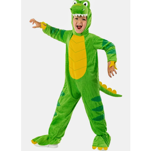 Morph Green Dinosaur Costume Kids, T-Rex Costume with Attached Feet/Tail - Quality Dino Outfit, 3-4Y