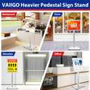 Pedestal Sign Holder 11x17inch Adjustable Floor Stand With Heavy Base & Snap Frame Display for Indoor Outdoor Business Store Poster (Silver)