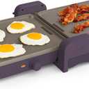 bella 10"x 20" Ceramic Fold-n-Store Dual Temp Griddle, Fits-anywhere Kitchenware, EverGood Ceramic Nonstick Coating, 2 Temperature Zones up to 400F, Dishwasher Safe Drip Tray, 1500 Watt, Plum