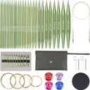 40pcs Interchangeable Circular Knitting Needles Set with 13 Pairs Aluminum Circular Knitting Needle Set 3 mm to 10 mm,Lightweight and Durable for Handmade DIY Knitting with Knitting Accessories (Green)