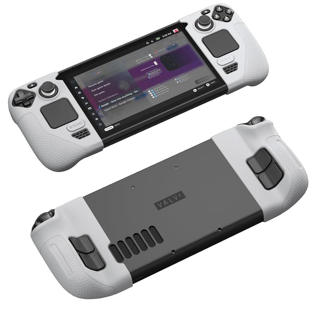 JSAUX Silicone Grip Protection Case Compatible with Steam Deck OLED/LCD, Steam Deck Grip, Steam Deck GripSkin, GripArmor Silicone Sleeve Set (one Left and one Right) - GP0016 Grey