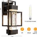 PARTPHONER Modern Outdoor Light Fixtures Dusk to Dawn Outdoor Lighting 2 Pack, 15" Exterior Wall Sconce Waterproof Outside Porch Light for House with Water Glass Black Brushed Gold