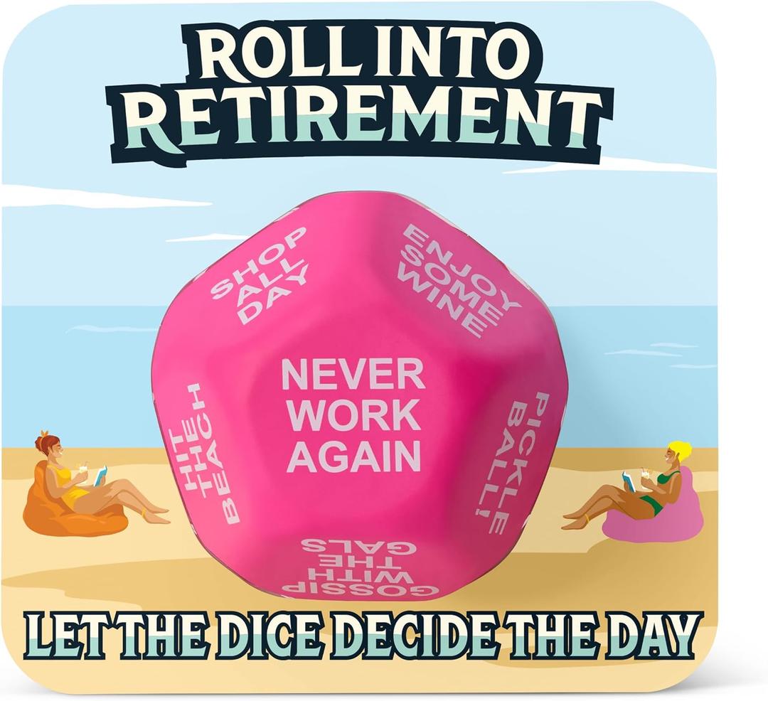 Jumbo Decision Dice — Funny Retirement Gift for Men & Women, Giant Foam Party Dice, Gag Gift for Coworker, Teacher, Nurse, Boss, Retiree (Pink)