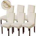 Genina Waterproof Chair Covers for Dining Room Dining Chair Covers Kitchen Parsons Chair Cover (Beige, 6 PCS)