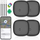 Air Tracker Tags-4 Pack for Android, Bluetooth Luggage Tracker Anti Lost Keys Finder/Item Locator with Holder Case Work with Google's Find Hub for Key, Backpack, Luggage, Wallet, Precise Position