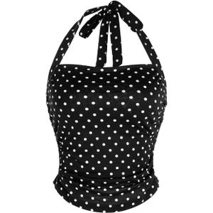 SOLY HUX Women's Y2K Casual Halter Top Tie Back Polka Dots Going Out Crop Tank Tops Sleeveless Streetwear, S